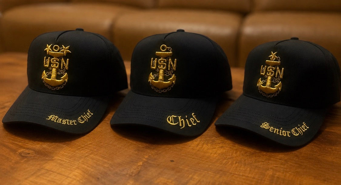 No.185 Premium Black CPO|SCPO|MCPO|Gold Embroidery Snapback|$34.99|Free Shipping