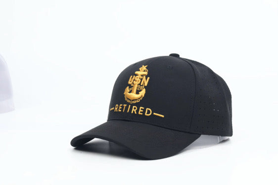 No.208 ***PRE-ORDER*** available 01OCT26 for delivery|Premium Black Retired CPO|SCPO|MCPO|Gold Embroidery| Laser Vented Snapback|$34.99| Free Shipping