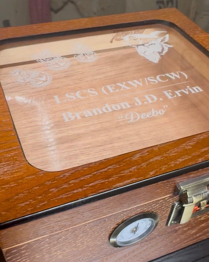 Handcrafted Wooden Cigar Humidor | Spanish Cedar | Engraved - $124.99 | Free Shipping
