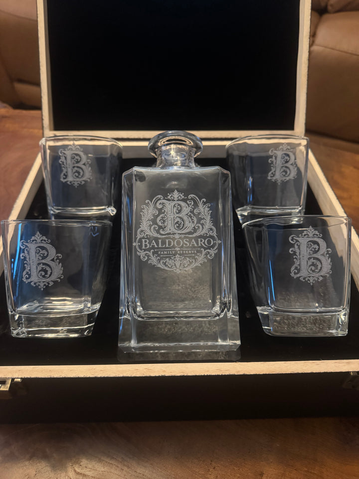 Handcrafted Wooden Decanter Set | Engraved | $199.99 | Free Shipping