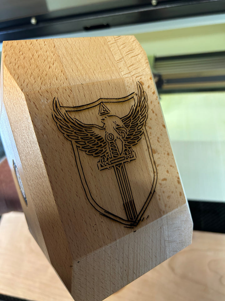 Thors Hammer- Wood With Free 2x4 Metal Custom Engraving (Silver/Gold/Gunmetal Grey) + Free Shipping