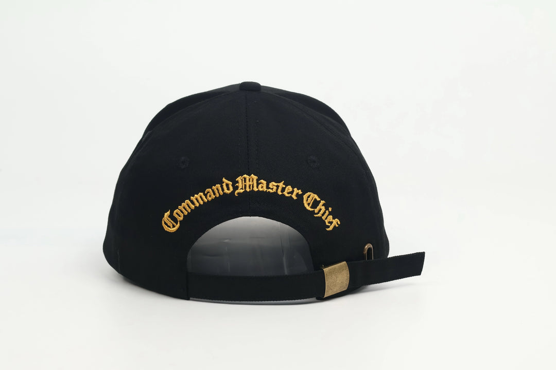 Command Master Chief unisex ball cap with embroidered brim and rear pannel with adjustable buckle | $29.99 | Free Shipping