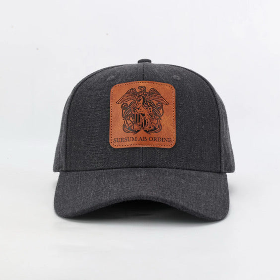 Premium ball cap engraved leather front patch with iconic Mustang crest with rear leather MUSTANG arch and Mustang Hat Clip- $34.99 + Free Shipping