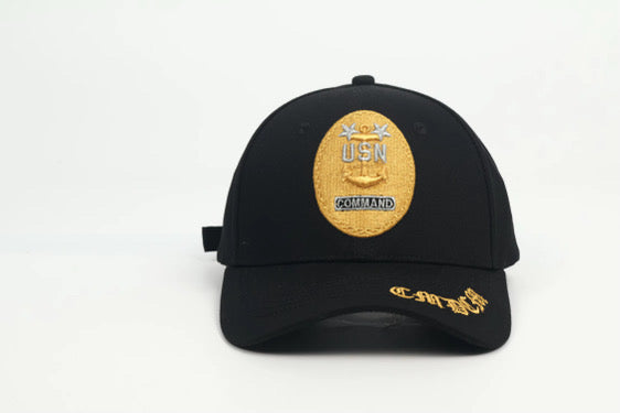 Command Master Chief unisex ball cap with embroidered brim and rear pannel with adjustable buckle | $29.99 | Free Shipping