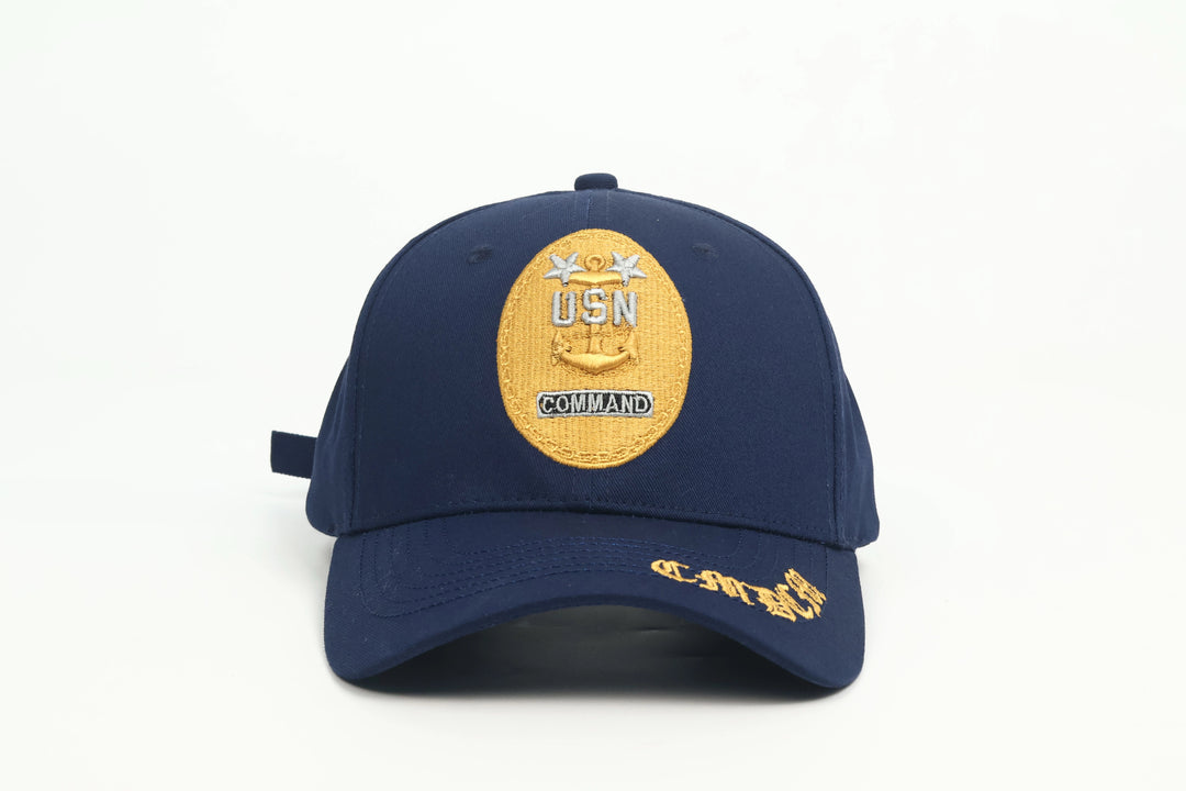 Command Master Chief unisex ball cap with embroidered brim and rear pannel with adjustable buckle | $29.99 | Free Shipping