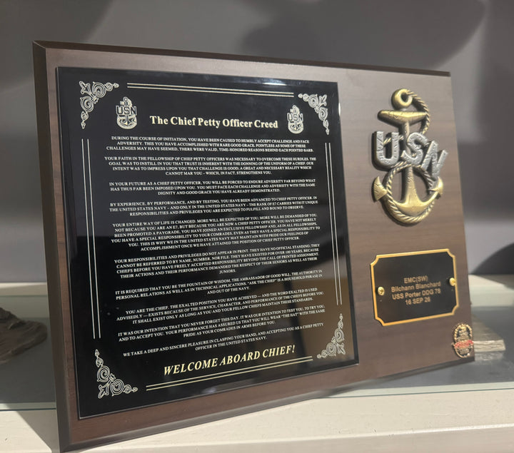 FY27 250th Anniversary Edition WELCOME TO THE MESS Bundle Welcome Aboard Plaque and Acceptance Card|$75.00|Free Shipping