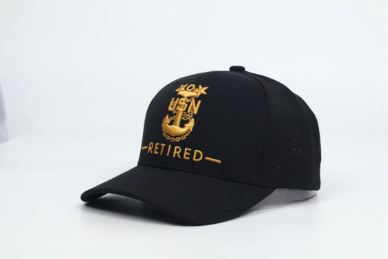 No.208 ***PRE-ORDER*** available 01OCT26 for delivery|Premium Black Retired CPO|SCPO|MCPO|Gold Embroidery| Laser Vented Snapback|$34.99| Free Shipping