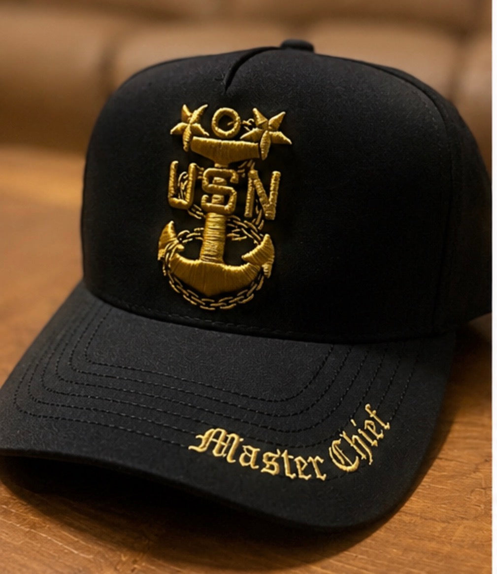 No.185 Premium Black CPO|SCPO|MCPO|Gold Embroidery Snapback|$34.99|Free Shipping
