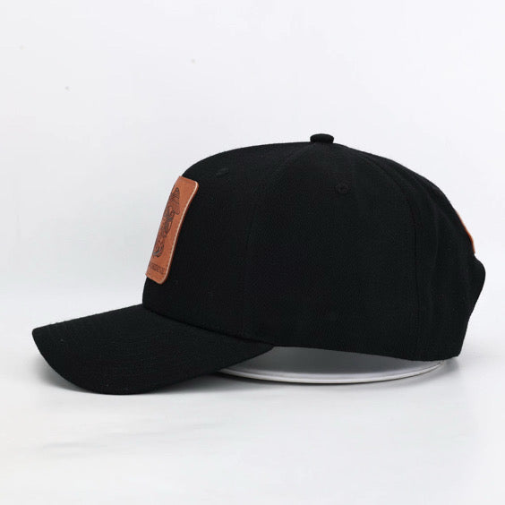 Premium ball cap engraved leather front patch with iconic Mustang crest with rear leather MUSTANG arch and Mustang Hat Clip- $34.99 + Free Shipping