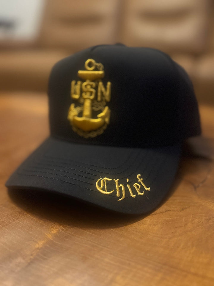 No.183 Premium Mid-Profile Chief Anchor Snapback Vented | Everyday Cap | Embroidered Brim (Black) $34.99 | Free Shipping