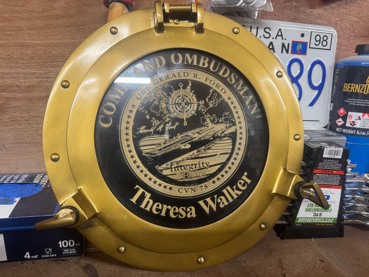 Custom engraved metal ship porthole | Free Shipping