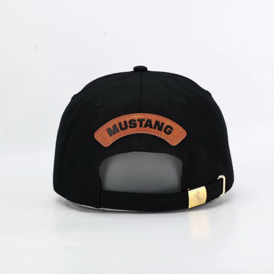 Premium ball cap engraved leather front patch with iconic Mustang crest with rear leather MUSTANG arch and Mustang Hat Clip- $34.99 + Free Shipping