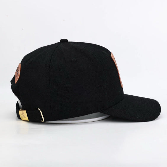 Premium ball cap engraved leather front patch with iconic Mustang crest with rear leather MUSTANG arch and Mustang Hat Clip- $34.99 + Free Shipping