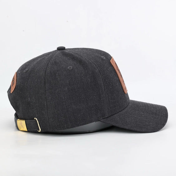 Premium ball cap engraved leather front patch with iconic Mustang crest with rear leather MUSTANG arch and Mustang Hat Clip- $34.99 + Free Shipping