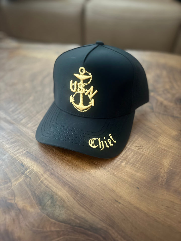 No.182 Premium Mid-Profile Chief Heritage Anchor Snapback Vented | Everyday Cap | Embroidered Brim (Black) $34.99 | Free Shipping