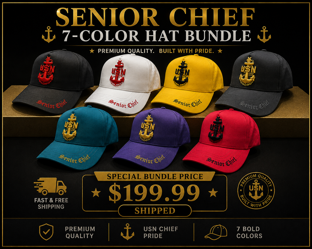 No.768 Premium Mid-Profile Senior Chief Anchor Snapback Vented | Everyday Cap | Embroidered Brim 7 Cap package $199.99 | Free Shipping