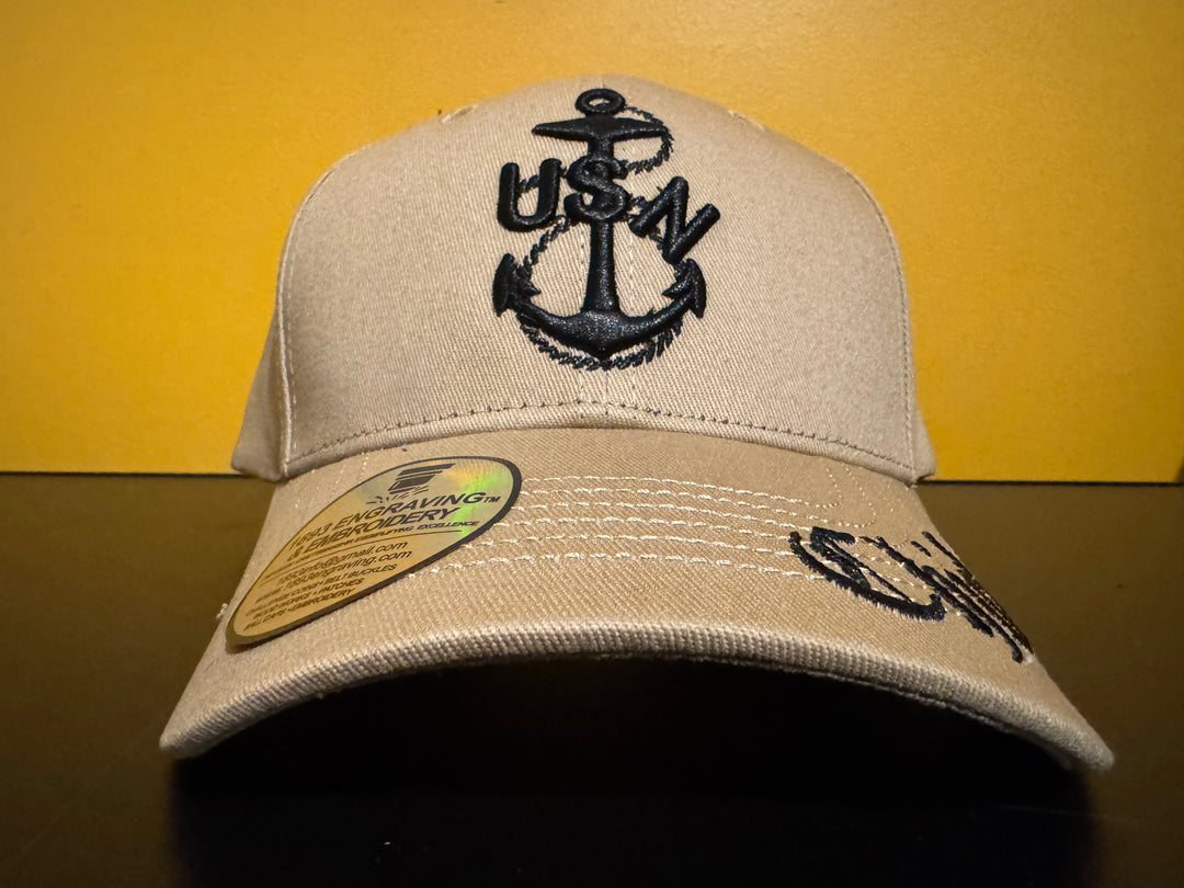 No. 52 Premium Chief Velcro Back Ballcap with Classic Anchor - Khaki $29.99
