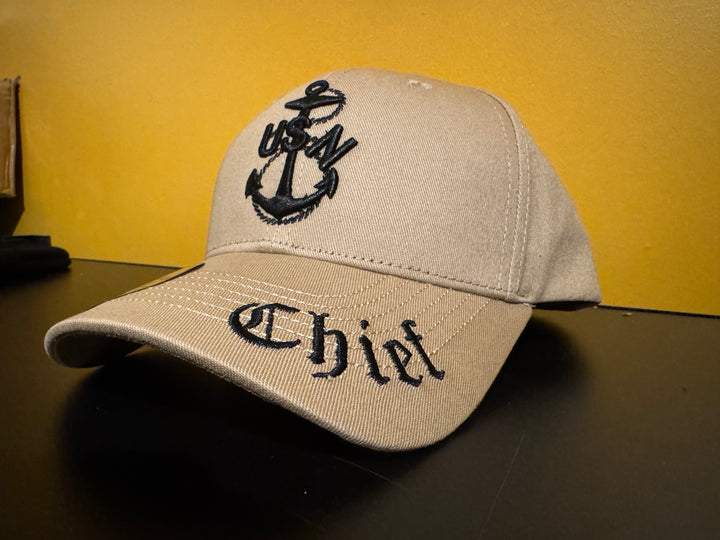 No. 52 Premium Chief Velcro Back Ballcap with Classic Anchor - Khaki $29.99