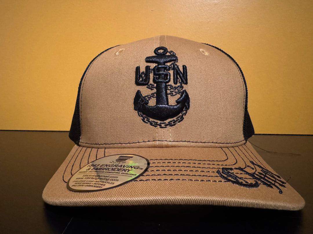 No. 57 Premium Chief Adjustable Snapback Ball Cap (Trucker) - Brown w/ Black Mesh $29.99