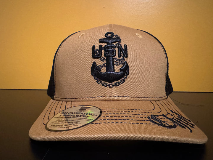 No. 57 Premium Chief Adjustable Snapback Ball Cap (Trucker) - Brown w/ Black Mesh $29.99