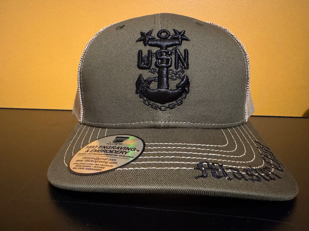 No. 66 Premium Master Chief Snap-back Ball Cap (Trucker) - Green w/ Tan Mesh $29.99