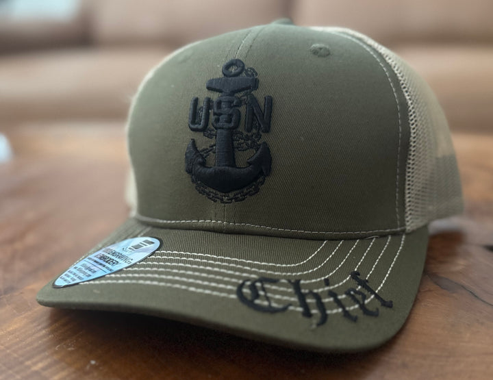 No. 58 Premium Chief Adjustable Snapback Ball Cap (Trucker) - Green w/ Tan Mesh $29.99