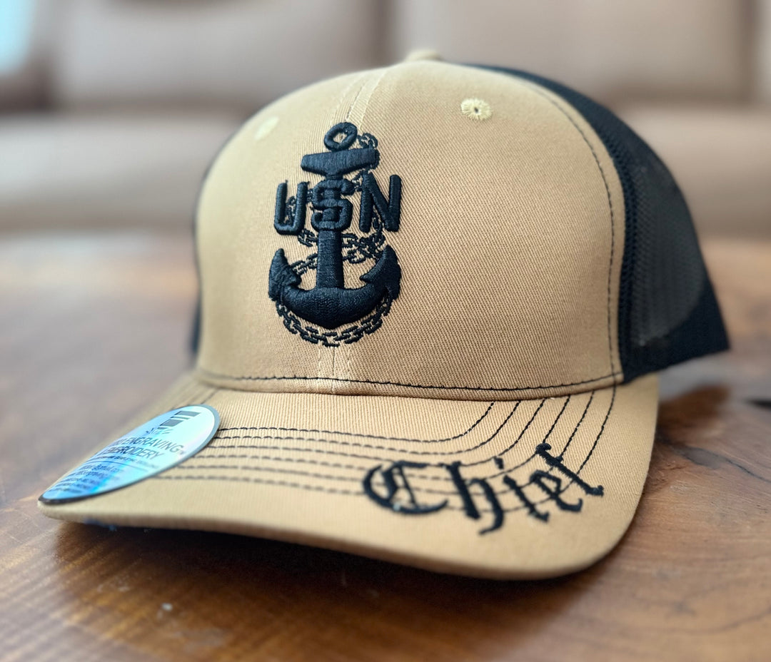 No. 57 Premium Chief Adjustable Snapback Ball Cap (Trucker) - Brown w/ Black Mesh $29.99