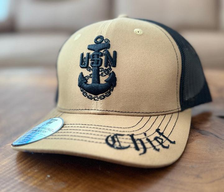 No. 57 Premium Chief Adjustable Snapback Ball Cap (Trucker) - Brown w/ Black Mesh $29.99