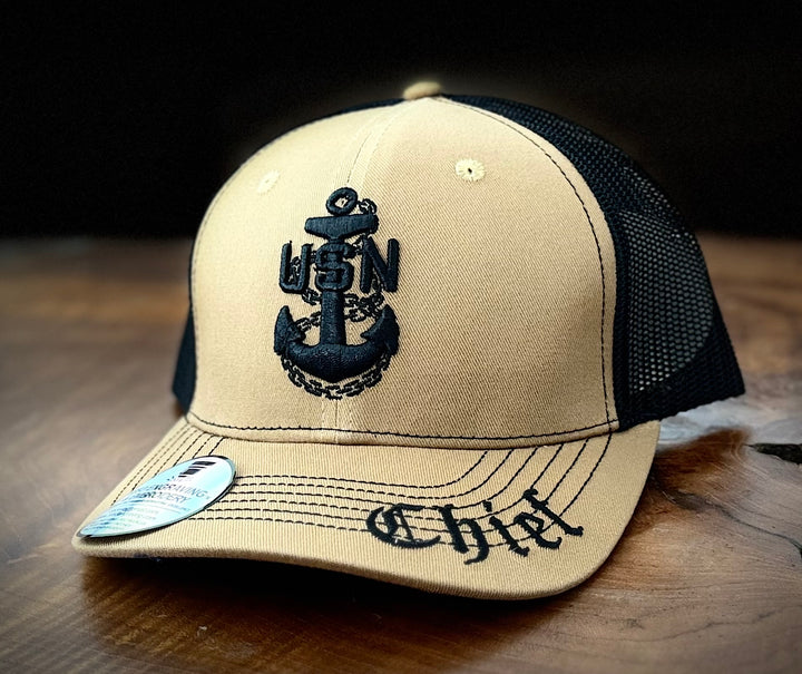 No. 57 Premium Chief Adjustable Snapback Ball Cap (Trucker) - Brown w/ Black Mesh $29.99