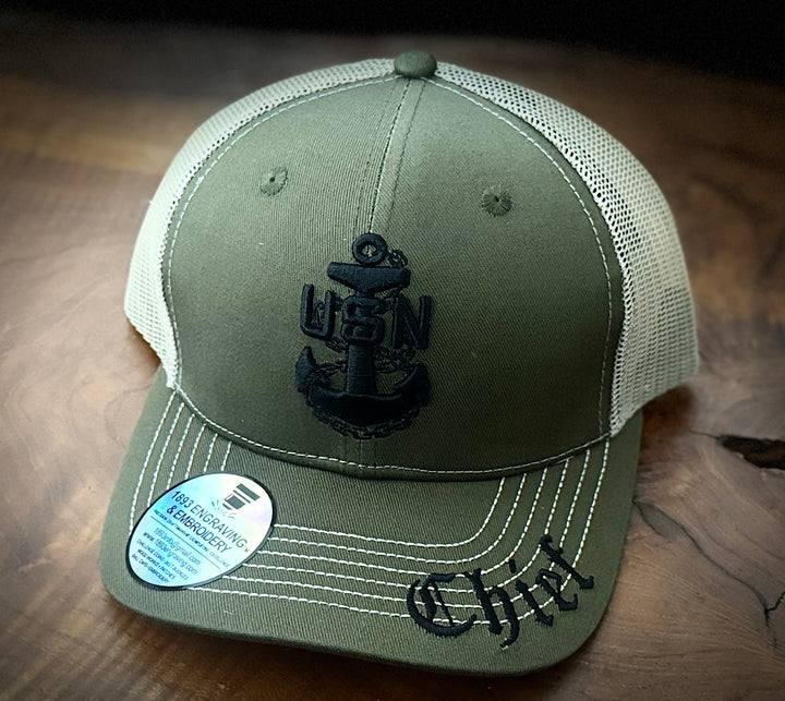 No. 58 Premium Chief Adjustable Snapback Ball Cap (Trucker) - Green w/ Tan Mesh $29.99