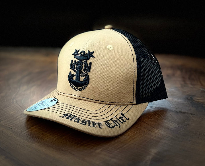 No. 68 Premium Master Chief Snapback Ball Cap (Trucker) Brown with Black Mesh $29.99+ Free Shipping