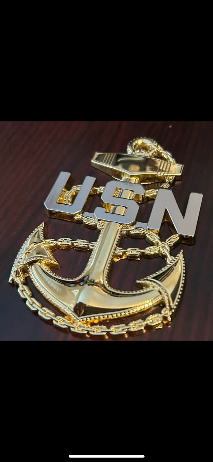 U.S. Navy Chief Anchor Pin – 4" with Dual Prongs