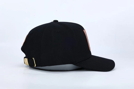 Premium ball cap engraved leather front patch with iconic Mustang crest with rear leather MUSTANG arch and Mustang Hat Clip | $34.99 | Free Shipping