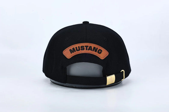 Premium ball cap engraved leather front patch with iconic Mustang crest with rear leather MUSTANG arch and Mustang Hat Clip | $34.99 | Free Shipping
