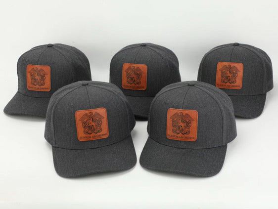 Premium ball cap engraved leather front patch with iconic Mustang crest with rear leather MUSTANG arch and Mustang Hat Clip | $34.99 | Free Shipping