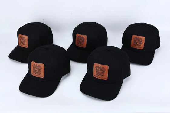 Premium ball cap engraved leather front patch with iconic Mustang crest with rear leather MUSTANG arch and Mustang Hat Clip | $34.99 | Free Shipping
