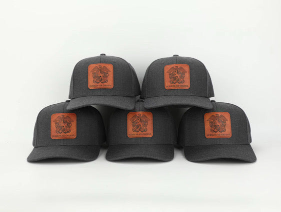 Premium ball cap engraved leather front patch with iconic Mustang crest with rear leather MUSTANG arch and Mustang Hat Clip | $34.99 | Free Shipping