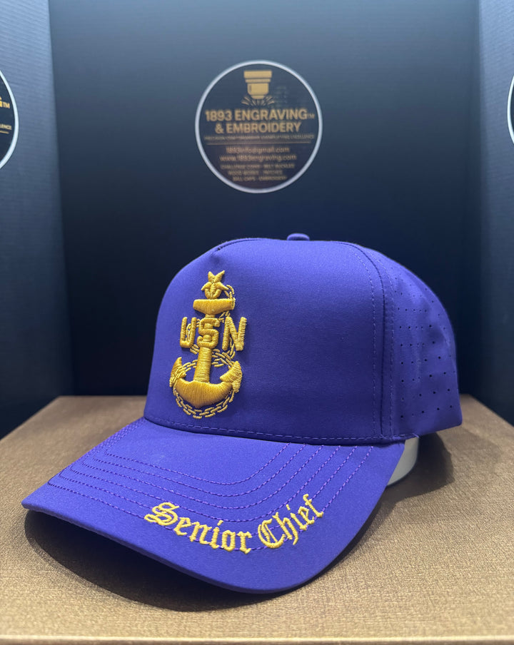 No.768 Premium Mid-Profile Senior Chief Anchor Snapback Vented | Everyday Cap | Embroidered Brim 7 Cap package $199.99 | Free Shipping