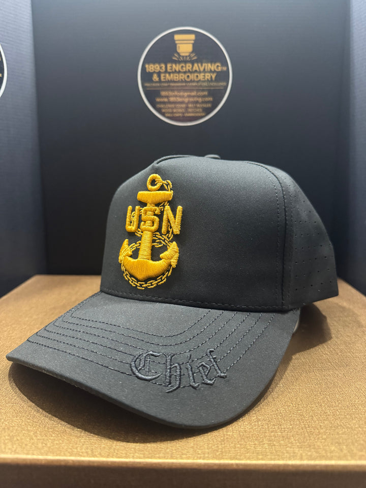 No.81 Premium Mid-Profile Chief Anchor Snapback Vented | Everyday Cap | Embroidered Brim | Black | $34.99 | Free Shipping