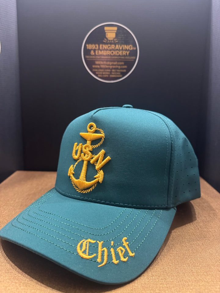 No.33 Premium Mid-Profile Chief Heritage Anchor Snapback Vented | Everyday Cap | Embroidered Brim (Green) $34.99 | Free Shipping