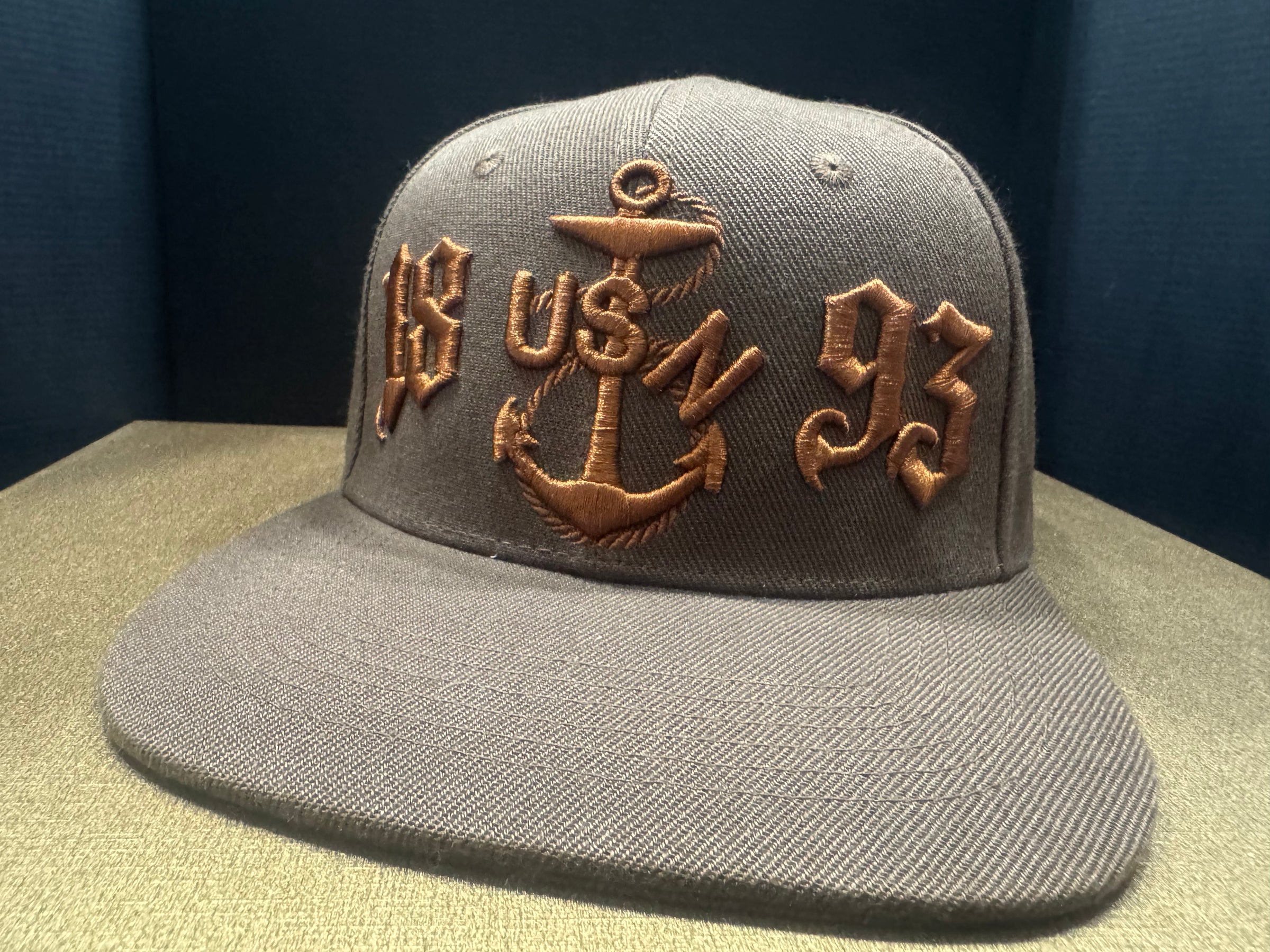 No.58 Premium 1893 Chief Heritage Anchor Flat Bill Cap | Black, Brown, Beige & Gray | Adjustable Buckle | $34.99 | Free Shipping