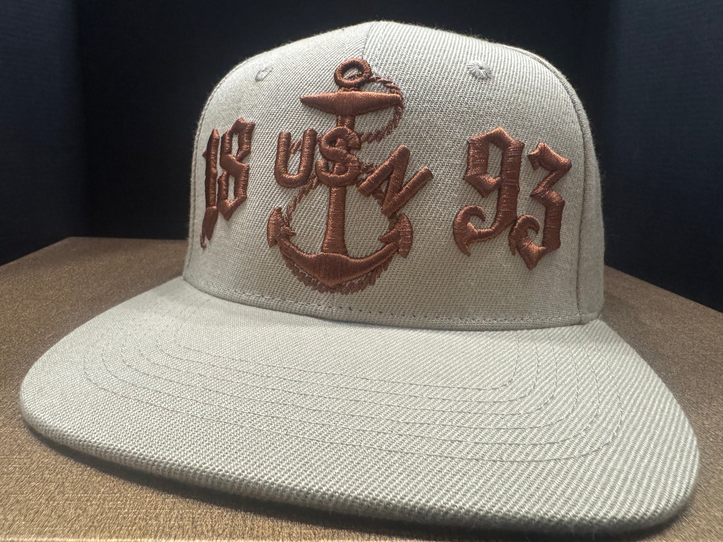 No.58 Premium 1893 Chief Heritage Anchor Flat Bill Cap | Black, Brown, Beige & Gray | Adjustable Buckle | $34.99 | Free Shipping