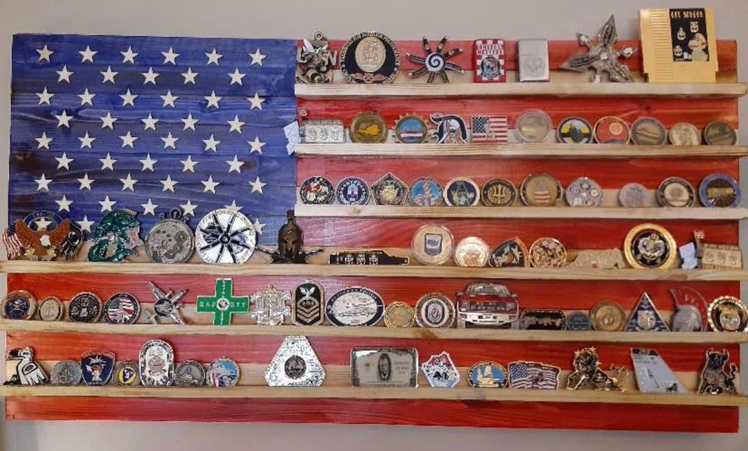 36"x19" American Flag Coin Rack