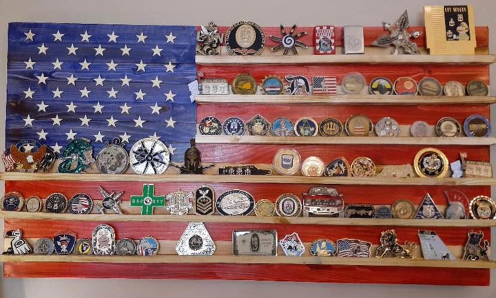 36"x19" American Flag Coin Rack