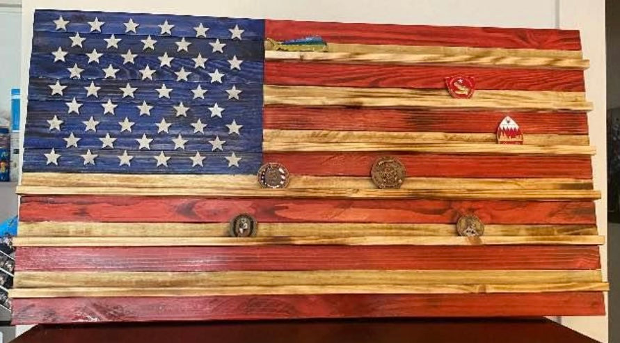 36"x19" American Flag Coin Rack