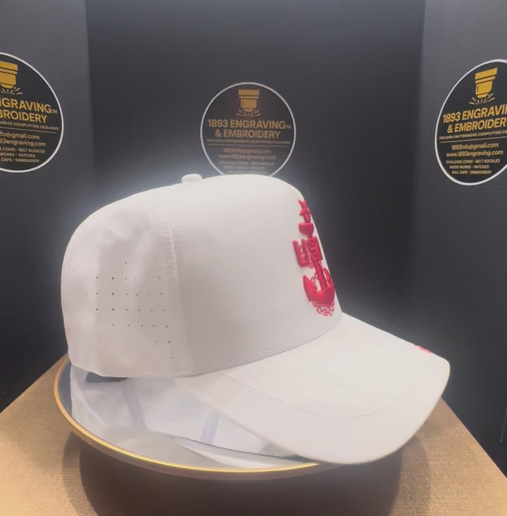 No.913 Premium Senior Chief Vented Every Day Ball Cap with Embroidered Brim | White | $34.99 | Free Shipping