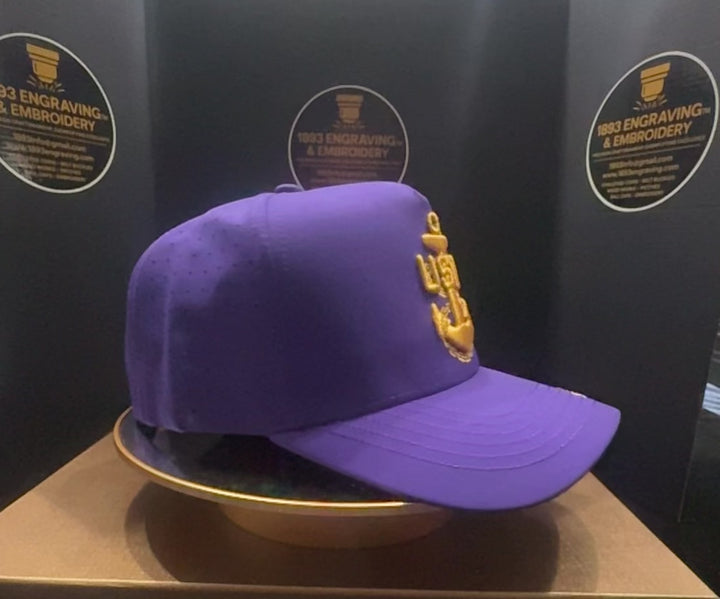 No.9 Premium Chief Anchor Snapback Vented Every Day Ball Cap with Embroidered Brim | Purple | $34.99 | Free Shipping