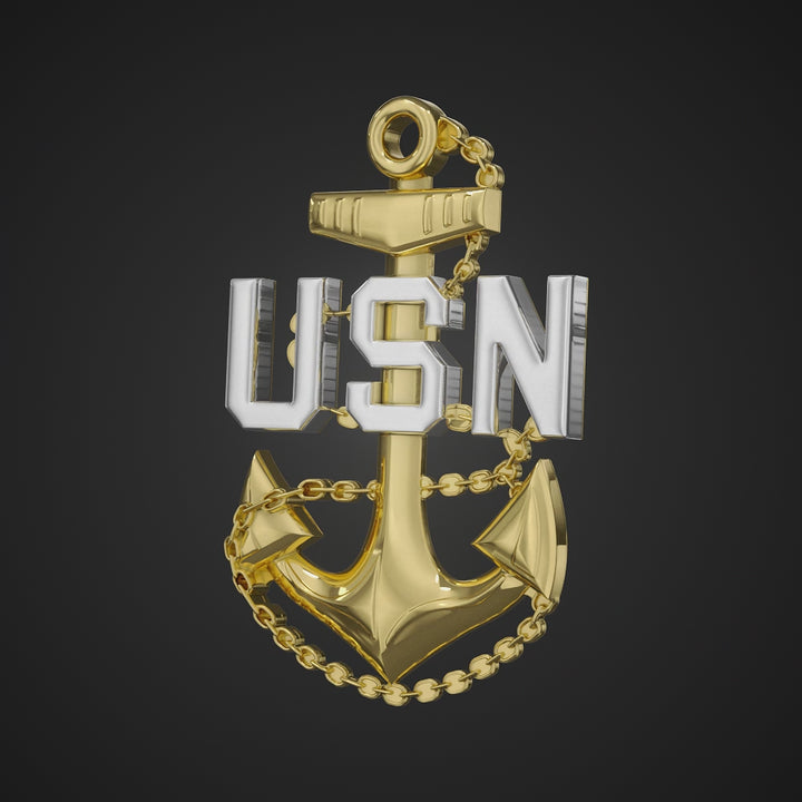 U.S. Navy Chief Anchor Pin – 4" with Dual Prongs