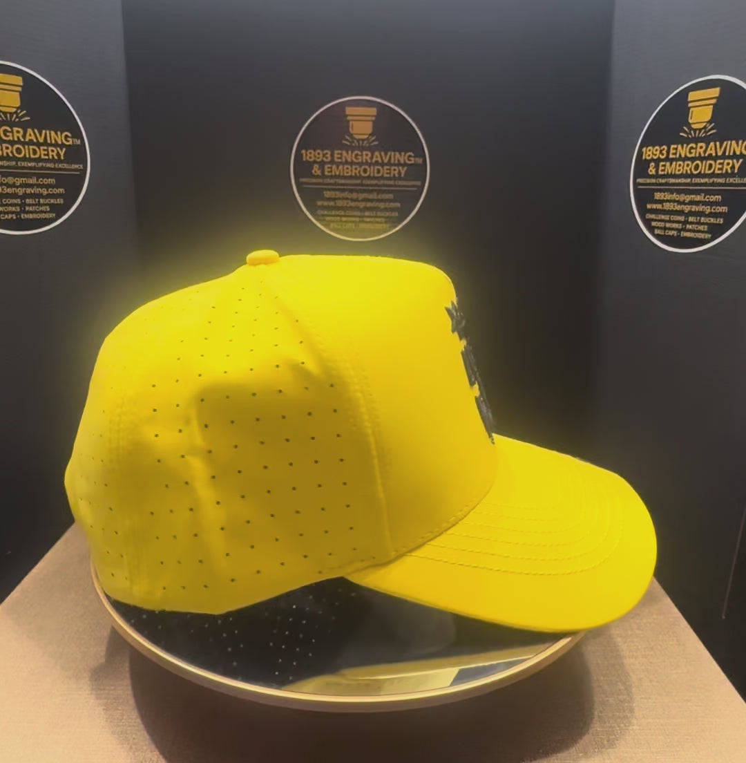 No.74 Premium Master Chief Snapback Vented Golf Style Cap with Embroidered Brim | Yellow |  $34.99 | Free Shipping