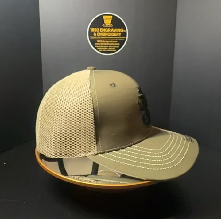 No. 63 Premium Senior Chief Adjustable Snapback Ball Cap (Trucker) OD Green with Tan Mesh $29.99